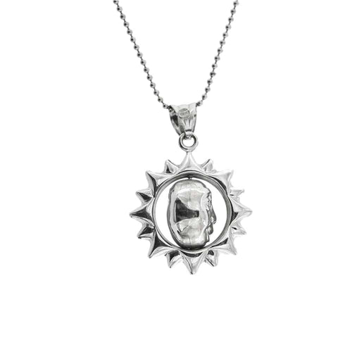 Collier Unoaerre - Collier à billes avec pendentif soleil et lune en or blanc 18 ct 58 Facettes 32074