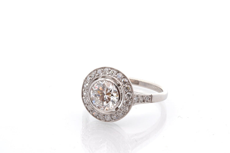 Bague 54 Bague diamant 1,20 ct F/SI1 en platine 58 Facettes 27856-27535