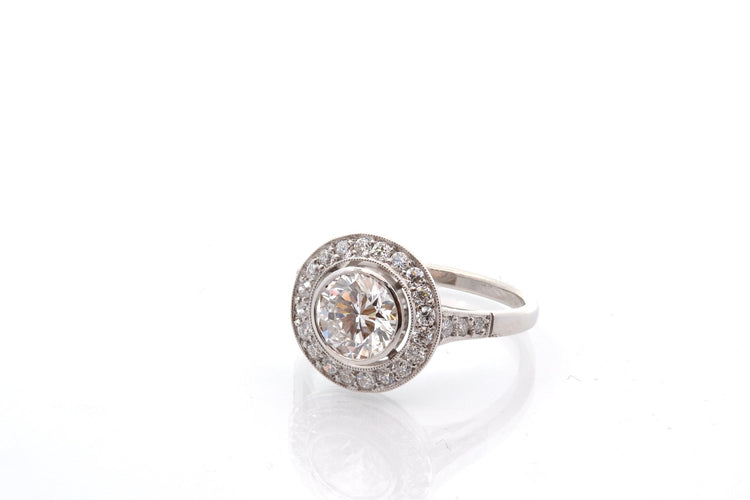 Bague 54 Bague diamant 1,20 ct F/SI1 en platine 58 Facettes 27856-27535