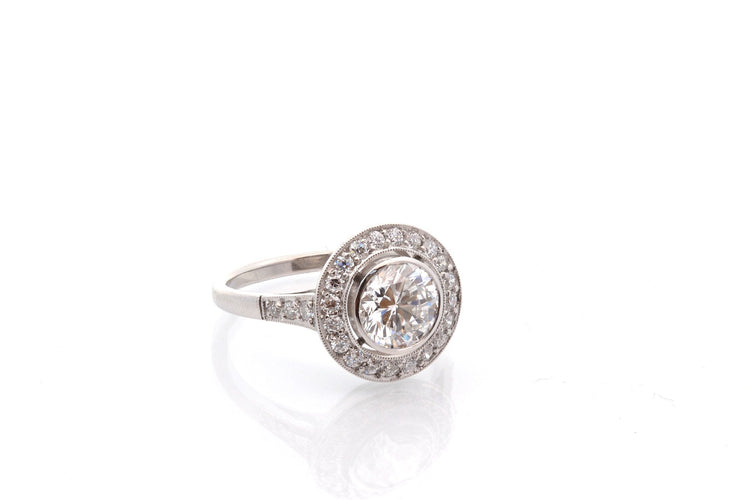 Bague 54 Bague diamant 1,20 ct F/SI1 en platine 58 Facettes 27856-27535