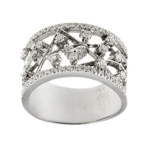 Bague 63 Bague jonc ajourée en or blanc 18 ct et diamants 58 Facettes 24534