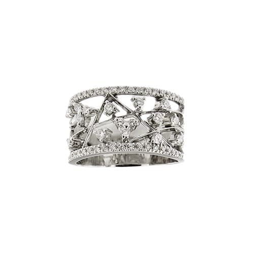 Bague 63 Bague jonc ajourée en or blanc 18 ct et diamants 58 Facettes 24534