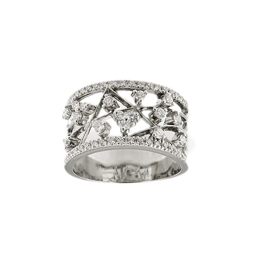 Bague 63 Bague jonc ajourée en or blanc 18 ct et diamants 58 Facettes 24534