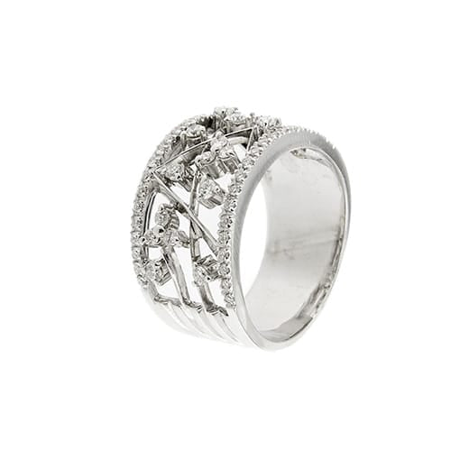 Bague 63 Bague jonc ajourée en or blanc 18 ct et diamants 58 Facettes 24534