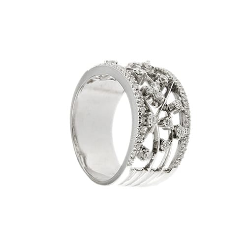 Bague 63 Bague jonc ajourée en or blanc 18 ct et diamants 58 Facettes 24534