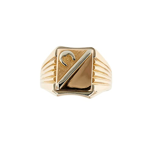 Bague Bague homme porte-bonheur à écusson en or rose et or blanc 18 ct 58 Facettes 34590