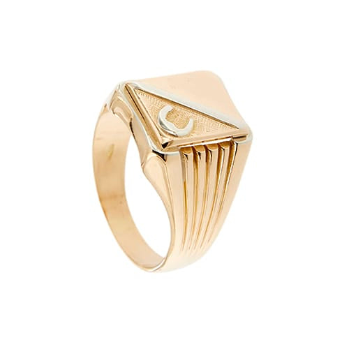 Bague Bague homme porte-bonheur à écusson en or rose et or blanc 18 ct 58 Facettes 34590