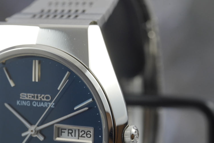 Seiko King Quartz - Montre en acier cadran bleu 58 Facettes TOT-11197
