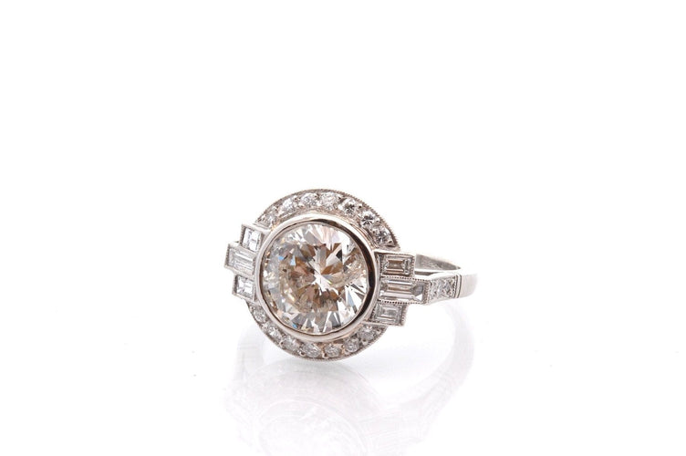 Bague 53.5 Bague Art déco en platine avec diamant 3,11 ct 58 Facettes 27109-27775