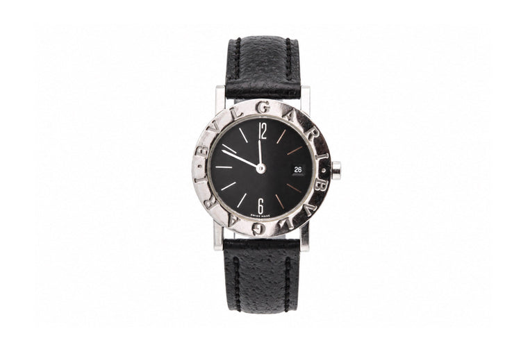 Montre Bvlgari - Montre en acier, bracelet en cuir 58 Facettes 27876