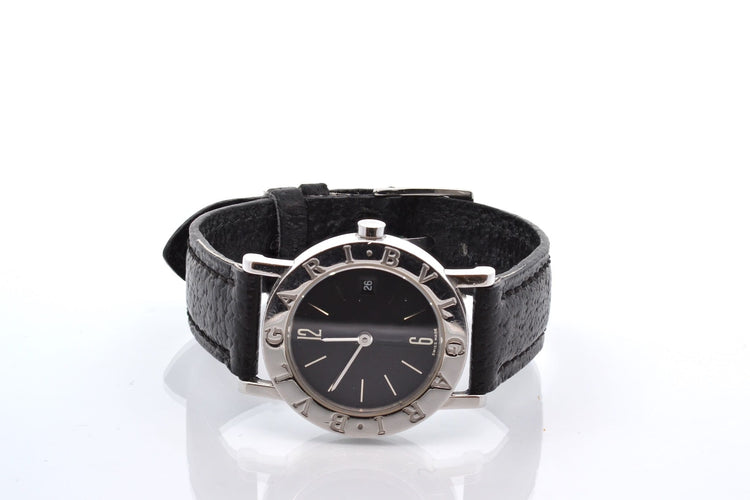 Montre Bvlgari - Montre en acier, bracelet en cuir 58 Facettes 27876