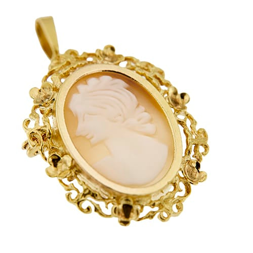 Pendentif Pendentif-broche camée ovale en or jaune 18 ct 58 Facettes 34668