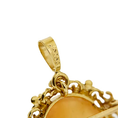 Pendentif Pendentif-broche camée ovale en or jaune 18 ct 58 Facettes 34668