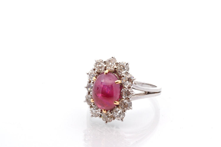 Bague 54.5 Bague rubis birman non chauffé 4,58 ct en or 18k et diamants 58 Facettes 27808