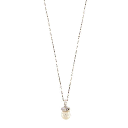 Collier Collier - Pendentif tétine en or blanc 18 ct, perle et diamants 58 Facettes 22953