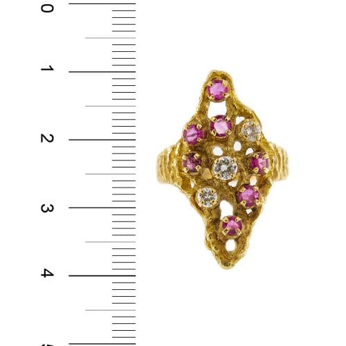 Bague 57 Sforza - Bague en or jaune 18 ct avec rubis et diamants 58 Facettes 27366