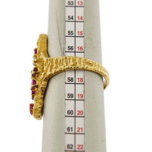 Bague 57 Sforza - Bague en or jaune 18 ct avec rubis et diamants 58 Facettes 27366