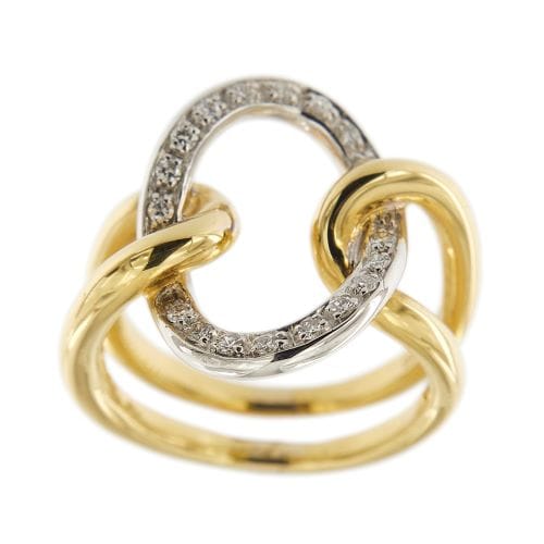 Bague Bague double anneau en or jaune et or blanc 18 ct avec diamants 58 Facettes 26410