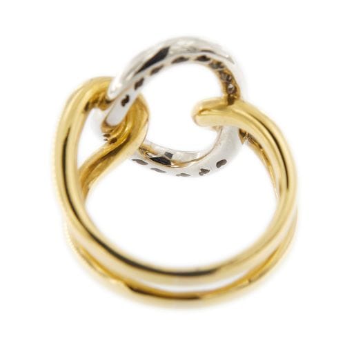 Bague Bague double anneau en or jaune et or blanc 18 ct avec diamants 58 Facettes 26410