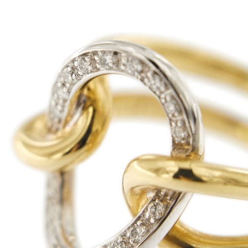 Bague Bague double anneau en or jaune et or blanc 18 ct avec diamants 58 Facettes 26410