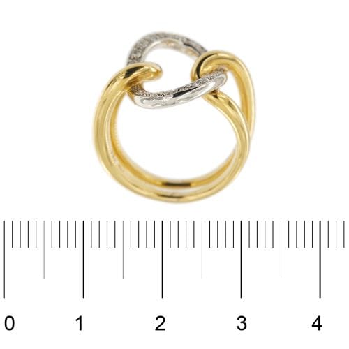 Bague Bague double anneau en or jaune et or blanc 18 ct avec diamants 58 Facettes 26410