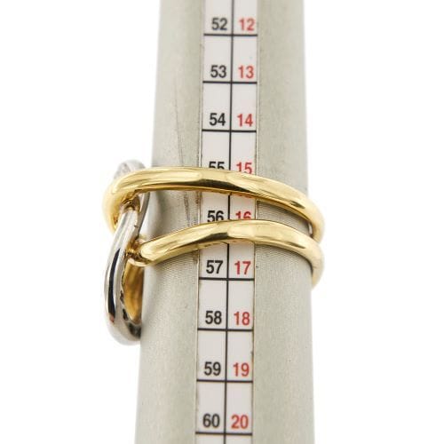 Bague Bague double anneau en or jaune et or blanc 18 ct avec diamants 58 Facettes 26410