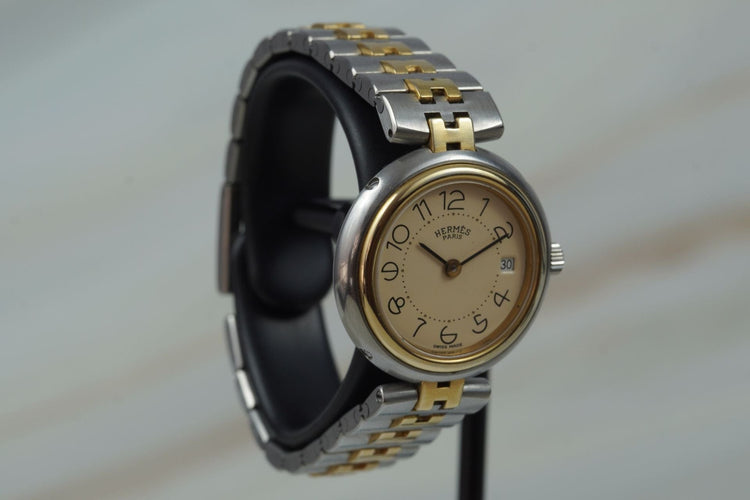 Hermès Profile - Montre quartz en acier bicolore 58 Facettes TOT-11211