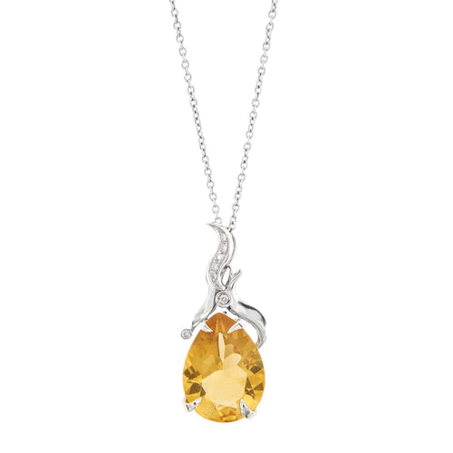 Collier Gora - Collier en or blanc 18 ct avec pendentif citrine et diamants 58 Facettes 9992