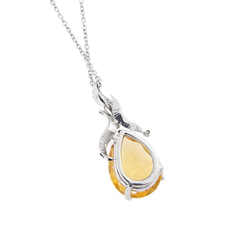 Collier Gora - Collier en or blanc 18 ct avec pendentif citrine et diamants 58 Facettes 9992