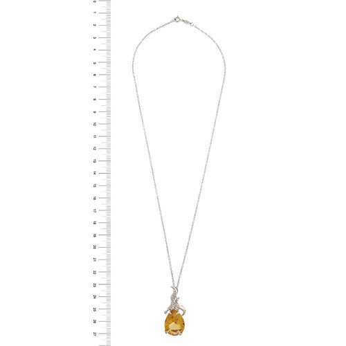 Collier Gora - Collier en or blanc 18 ct avec pendentif citrine et diamants 58 Facettes 9992