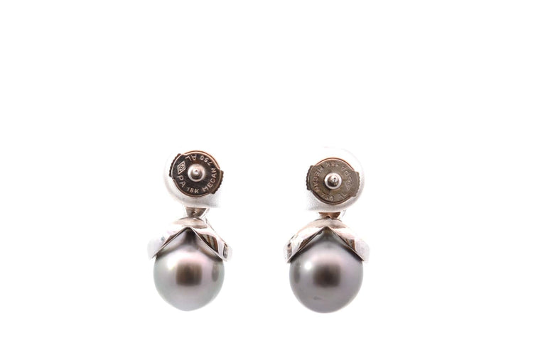 Boucles d'oreilles Boucles d'oreilles en or 18k, perles de Tahiti et diamants 58 Facettes 27777