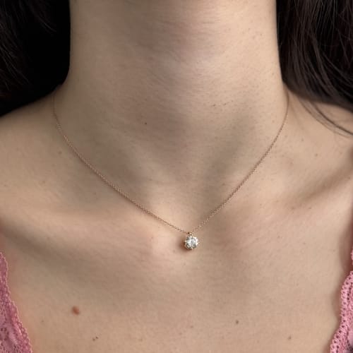 Collier Collier point de lumière - Pendentif diamant 1,13 ct en or rose 18 ct 58 Facettes 431
