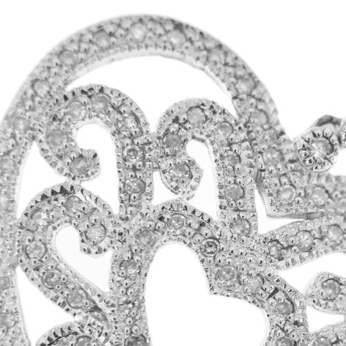Boucles d'oreilles Boucles d’oreilles pendantes cœur en or blanc 18 ct et diamants 58 Facettes 28314