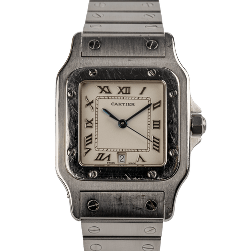 Montre Cartier Santos Galbée - Montre acier référence 1564 58 Facettes TOT-01545