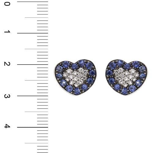 Boucles d'oreilles Pasquale Bruni - Boucles d’oreilles cœur en or blanc avec diamants et saphirs 58 Facettes 23895