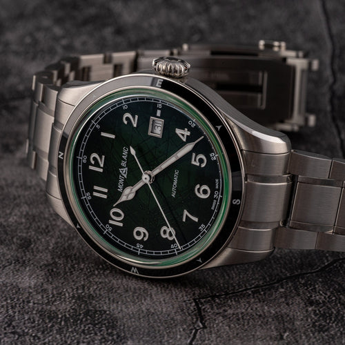 Montblanc 1858 Date 0 Oxygen - Montre en acier 58 Facettes TOT-02398