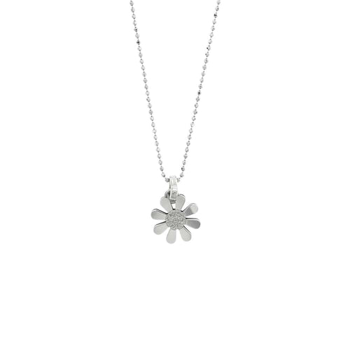 Collier Collier - Chaîne à billes avec pendentif marguerite en or blanc 18 ct et diamants 58 Facettes 27669