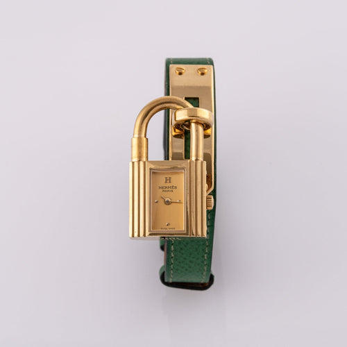 Hermès Kelly - Montre plaqué or cuir vert 58 Facettes TOT-02370