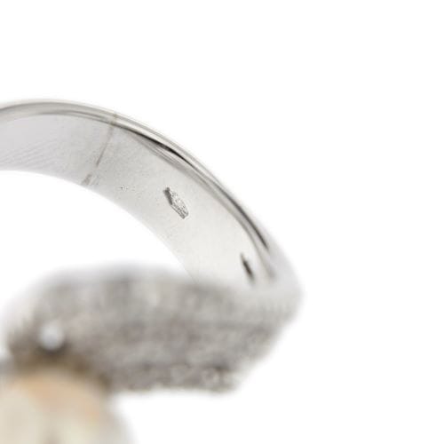Bague Bague contrarié en or blanc 18 ct avec perle et diamants 58 Facettes 19280
