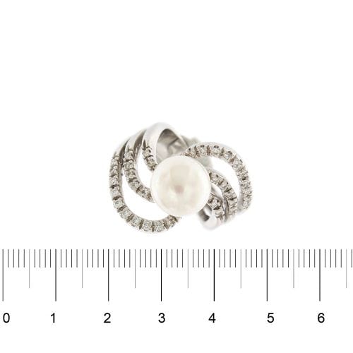Bague Bague contrarié en or blanc 18 ct avec perle et diamants 58 Facettes 19280