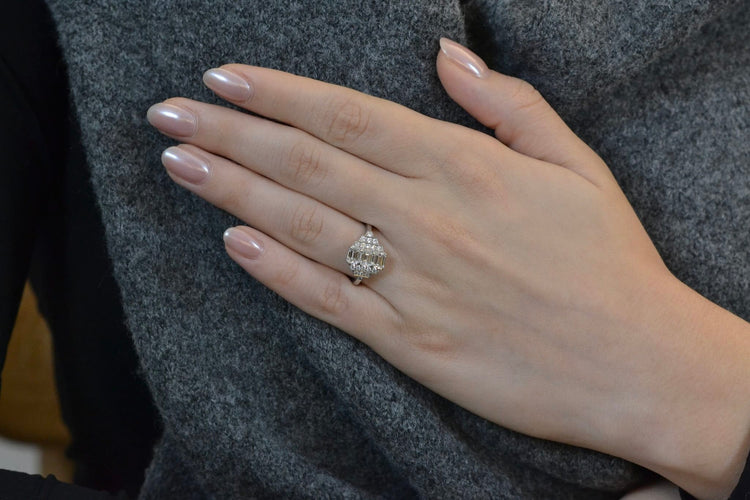 Bague 53 Bague en platine à diamants taille émeraude 58 Facettes 27425-27427-27428-27763