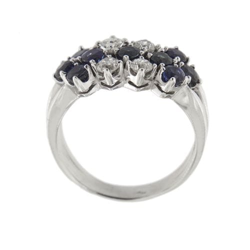 Bague 56 Bague rivière triple en or blanc 18 ct avec diamants et saphirs 58 Facettes 30225