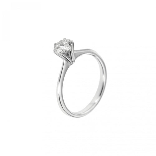 Bague 56 Bague solitaire - Diamant taille brillant 0,74 ct en or blanc 18 ct 58 Facettes 26425