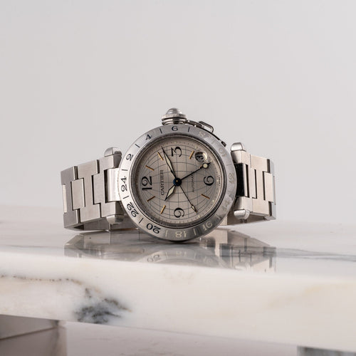 Cartier Pasha GMT - Montre en acier 58 Facettes TOT-02314