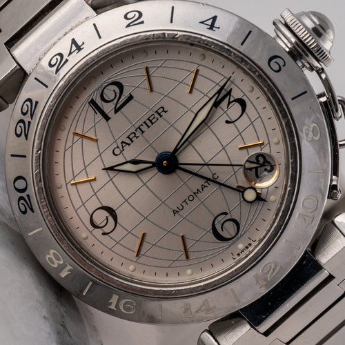 Cartier Pasha GMT - Montre en acier 58 Facettes TOT-02314