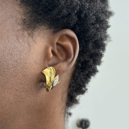 Boucles d'oreilles Damiani - Boucles d’oreilles clous animalier en or jaune et or blanc 18 ct, diamants 58 Facettes 20545