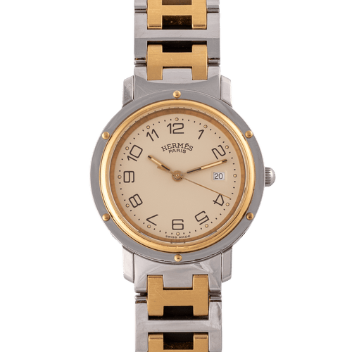 Montre Hermès Clipper - Montre CL3.440 en acier 58 Facettes TOT-02414