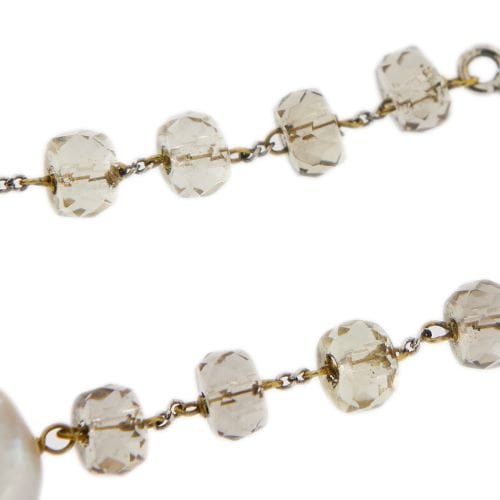 Boucles d'oreilles Boucles d’oreilles pendantes - Quarzs fumés et perles en or 18 ct 58 Facettes 31650