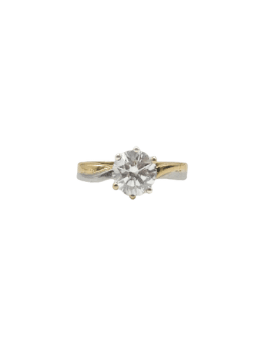 50 Bague solitaire en or jaune et blanc 18K et diamant 58 Facettes SKU : BOR/260167