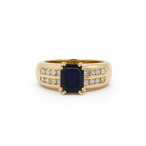 53 Bague vintage en or jaune, saphir et diamants 58 Facettes 1.0002147/1